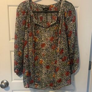 Alyx Women's Floral Print Blouse - Red and Black